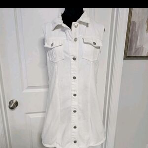 Signature 8‎ Denim White Sleeveless Button-Down Dress size Large